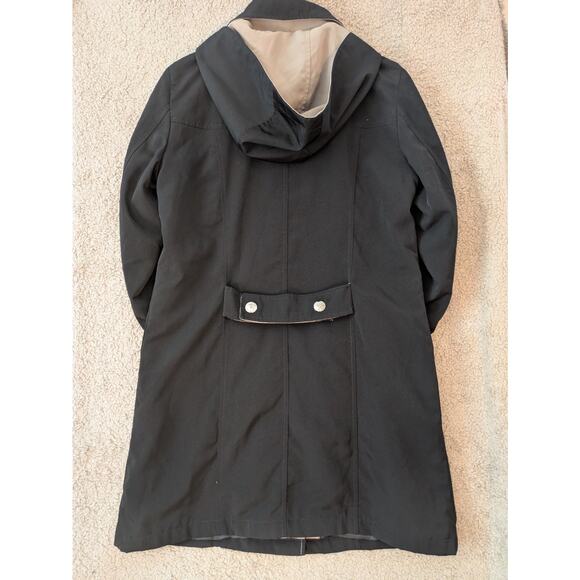Vintage Nautica Women's Knee-Length Trench Jacket Small Black Hooded Coastal y2k - Picture 16 of 16